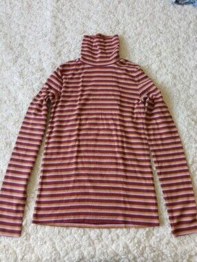 Madewell Striped Turtleneck Shirt Womens Small S Multicolor Long Sleeve